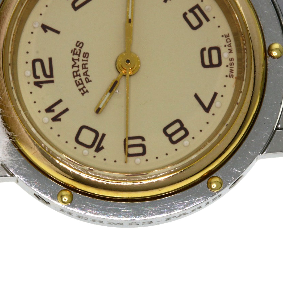 HERMES Watches Quartz CL3.240 Stainless Steel , SSxGP gold Clipper Ivory dial Women Used