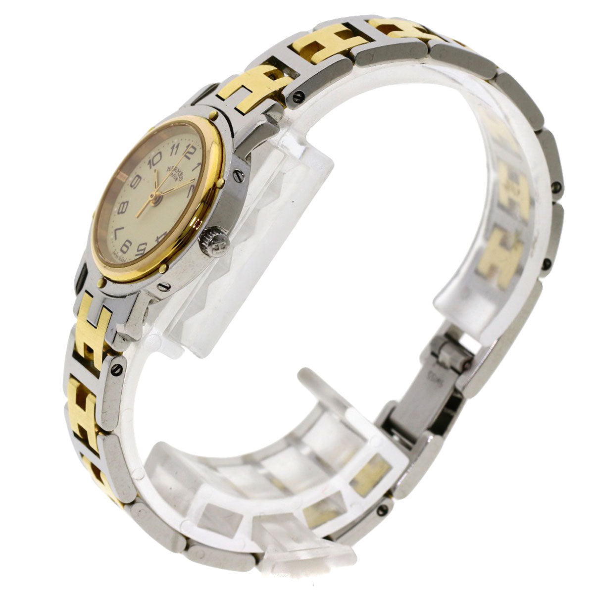 HERMES Watches Quartz CL3.240 Stainless Steel , SSxGP gold Clipper Ivory dial Women Used