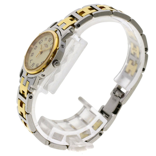 HERMES Watches Quartz CL3.240 Stainless Steel , SSxGP gold Clipper Ivory dial Women Used