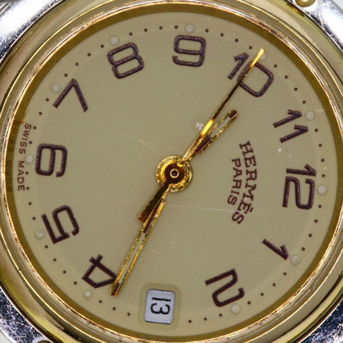 HERMES Watches Quartz CL3.240 Stainless Steel , SSxGP gold Clipper Ivory dial Women Used