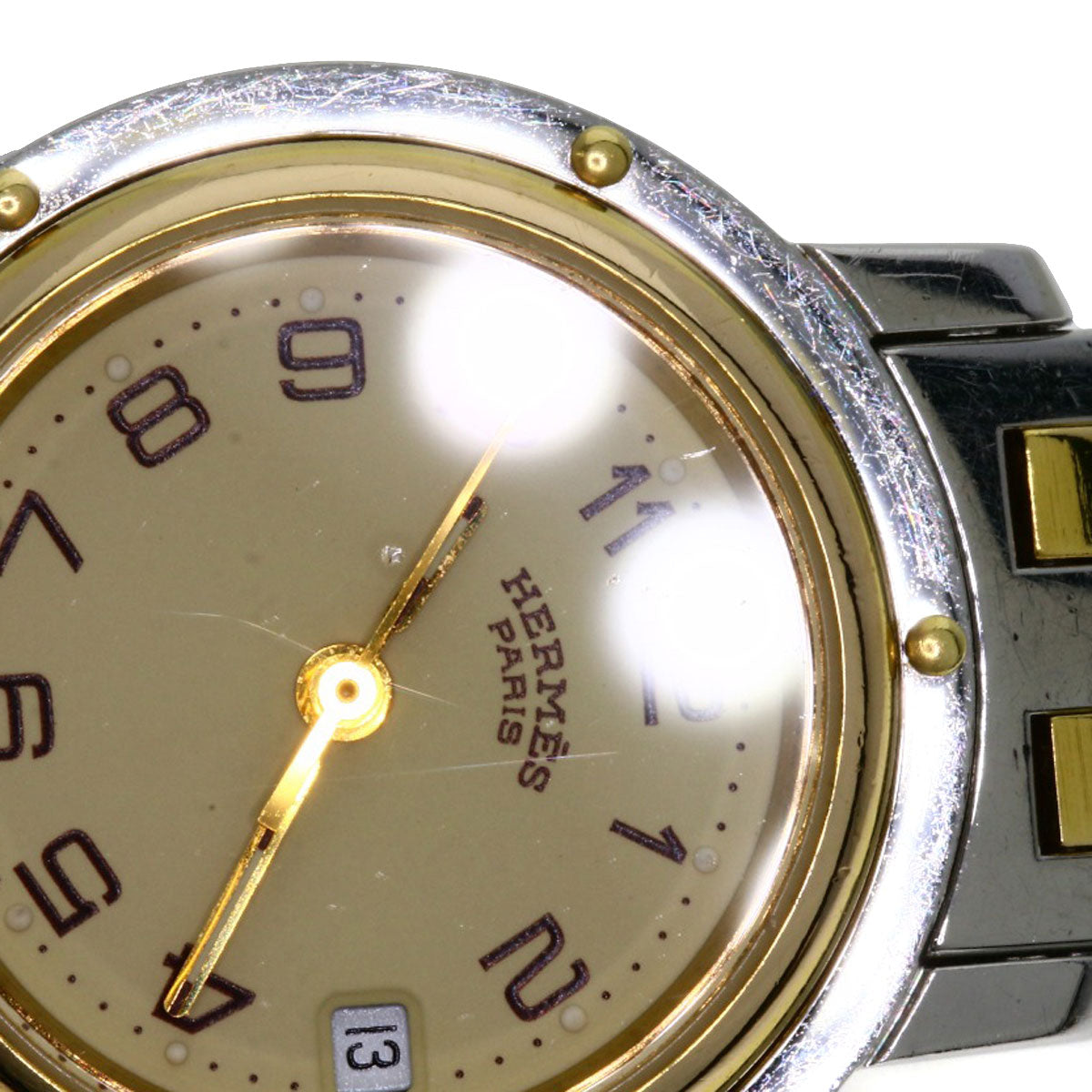HERMES Watches Quartz CL3.240 Stainless Steel , SSxGP gold Clipper Ivory dial Women Used