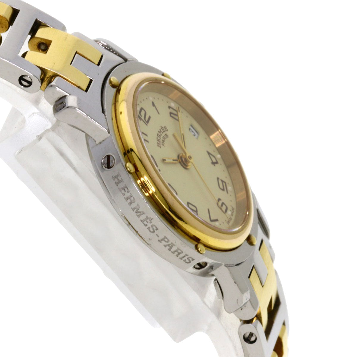 HERMES Watches Quartz CL3.240 Stainless Steel , SSxGP gold Clipper Ivory dial Women Used