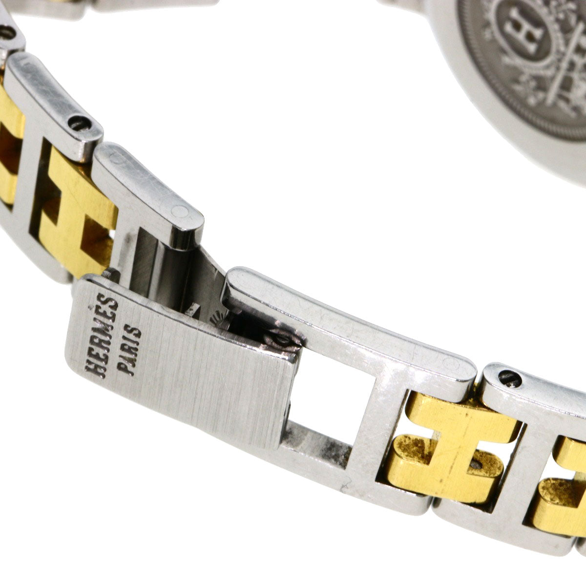 HERMES Watches Quartz CL3.240 Stainless Steel , SSxGP gold Clipper Ivory dial Women Used