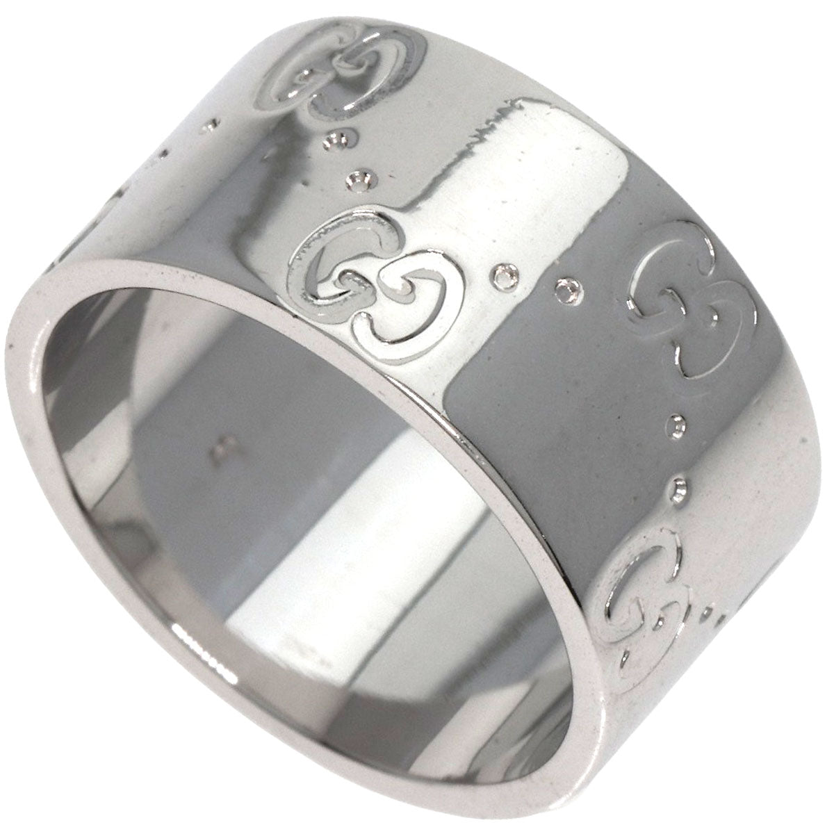 GUCCI Ring K18WG Silver Icon wide # 8 Women Used