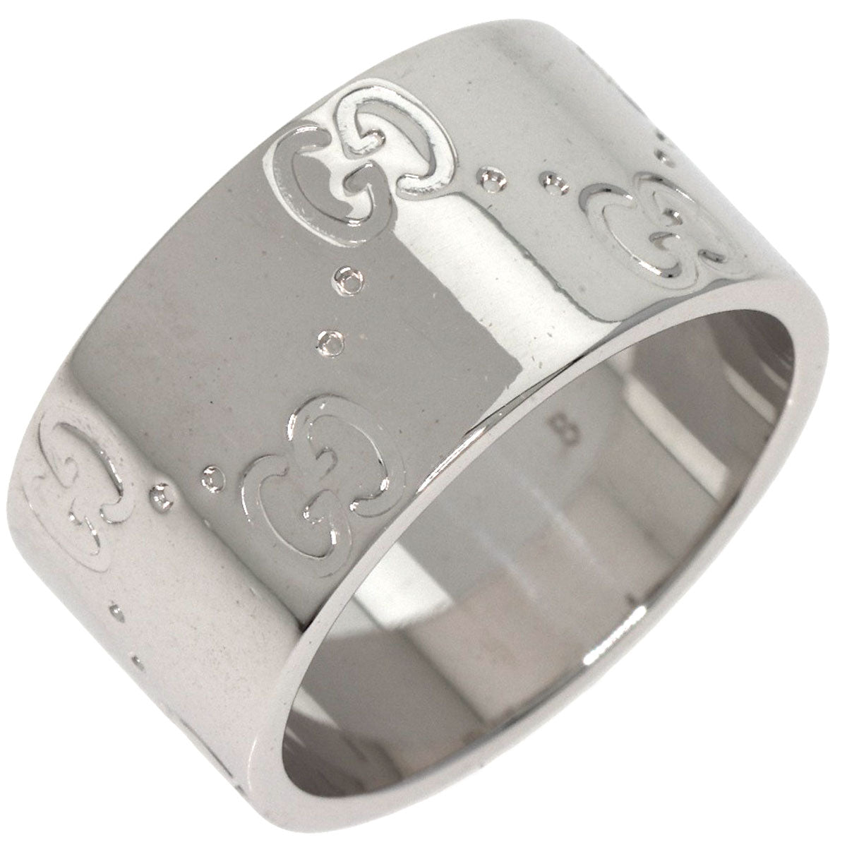 GUCCI Ring K18WG Silver Icon wide # 8 Women Used