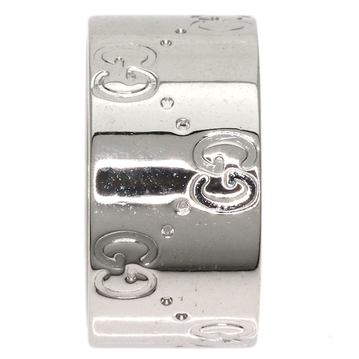 GUCCI Ring K18WG Silver Icon wide # 8 Women Used