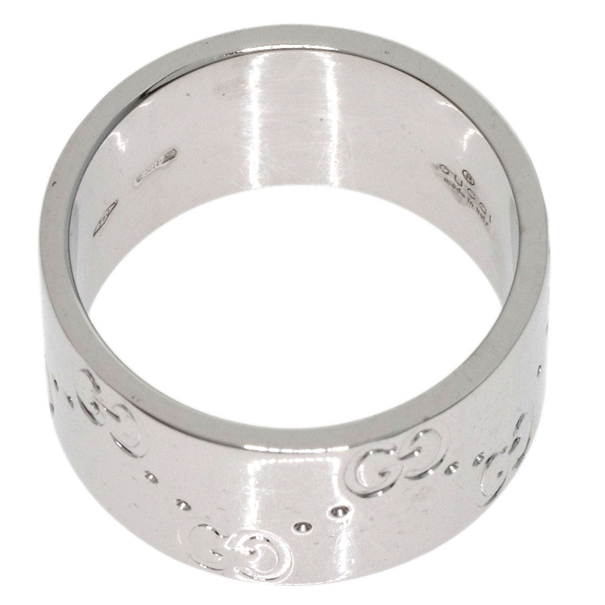 GUCCI Ring K18WG Silver Icon wide # 8 Women Used