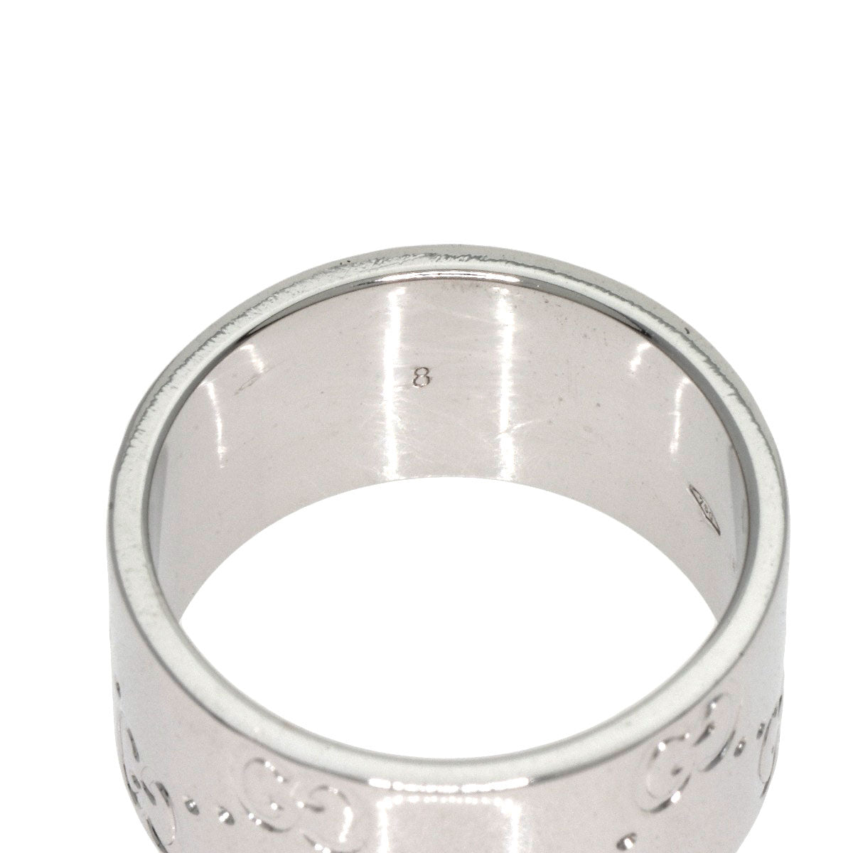 GUCCI Ring K18WG Silver Icon wide # 8 Women Used