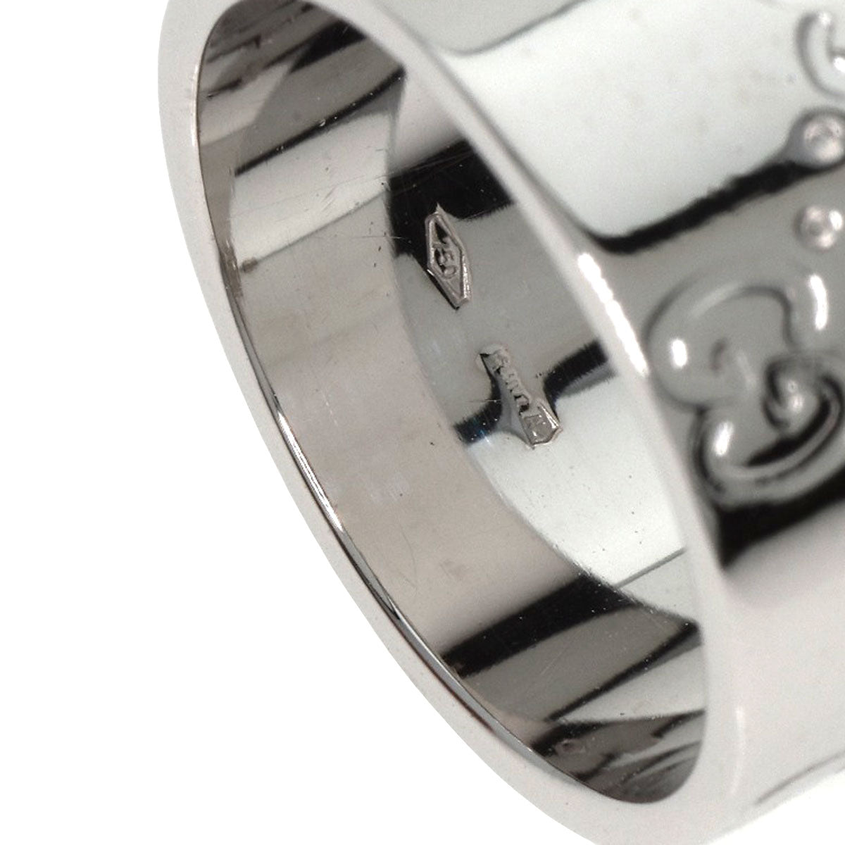 GUCCI Ring K18WG Silver Icon wide # 8 Women Used