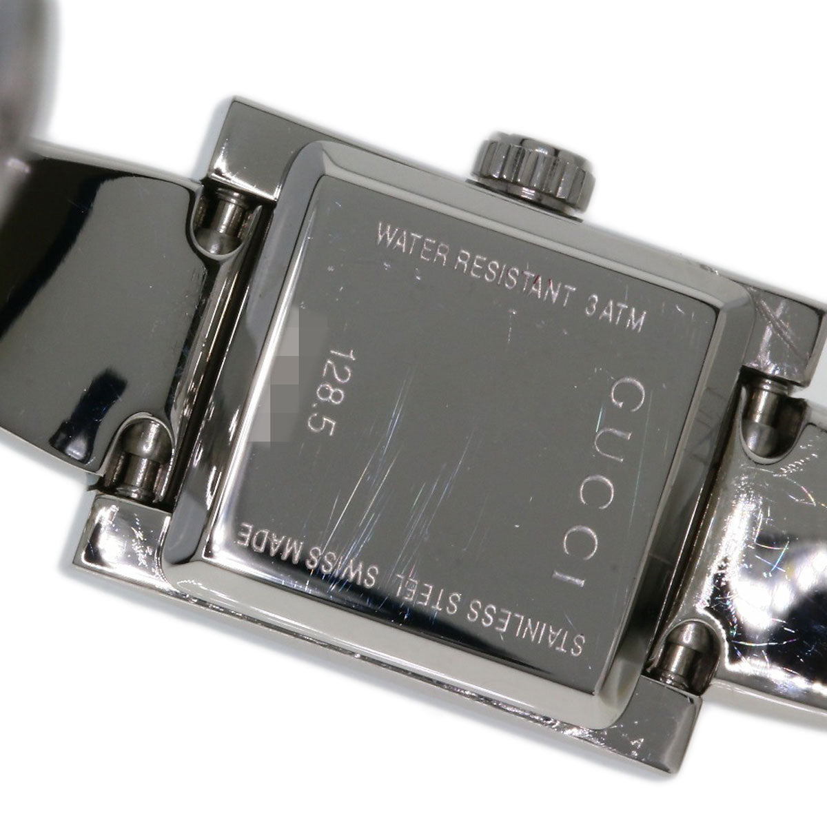GUCCI Watches Quartz 128.5 Stainless Steel , Stainless Steel Silver Square face black dial Women Used