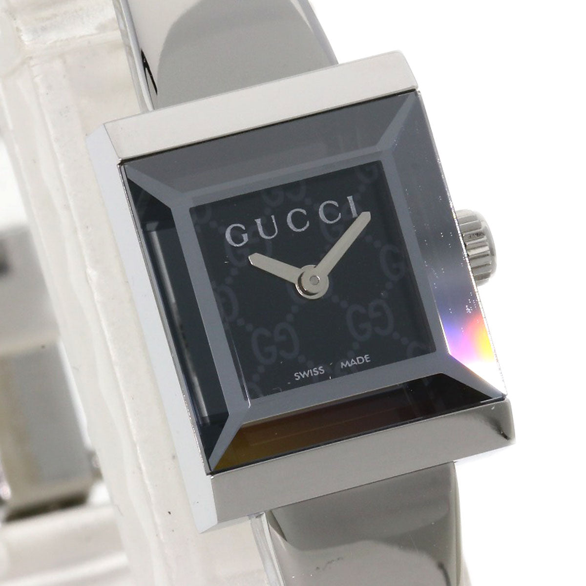 GUCCI Watches Quartz 128.5 Stainless Steel , Stainless Steel Silver Square face black dial Women Used