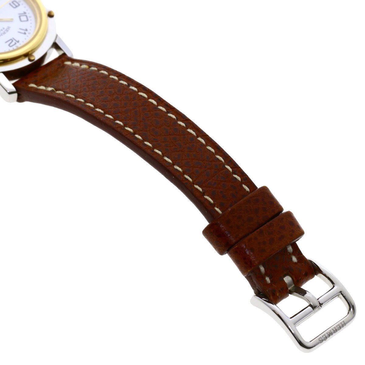 HERMES Watches Quartz CL4.220 Stainless Steel, Leather Silver Clipper white dial Women Used