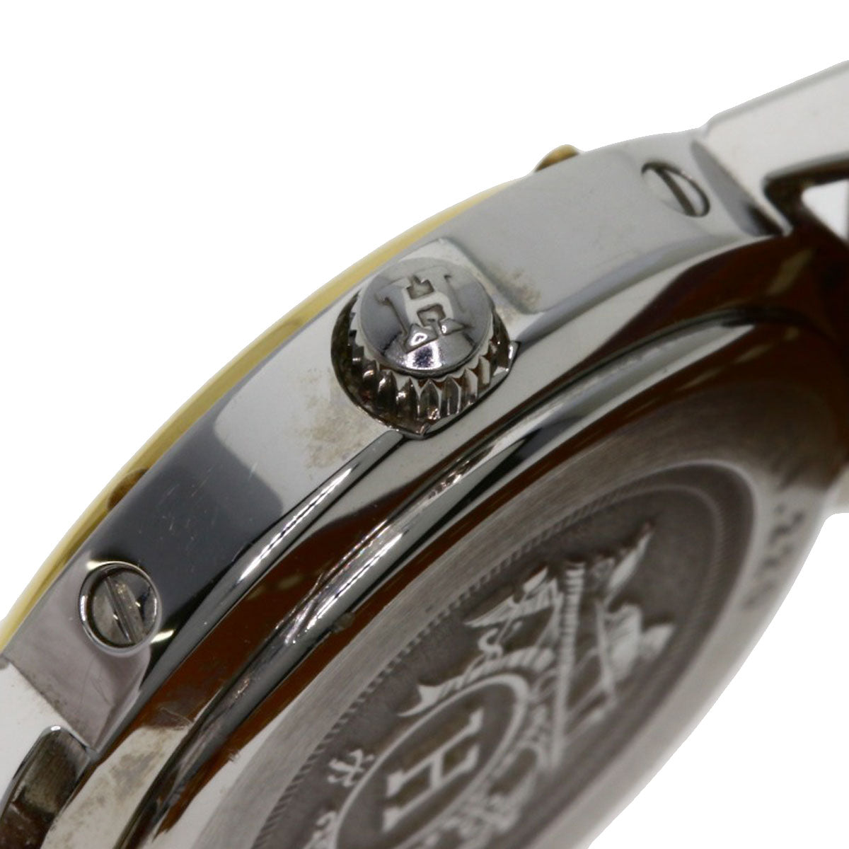 HERMES Watches Quartz CL4.220 Stainless Steel, Leather Silver Clipper white dial Women Used