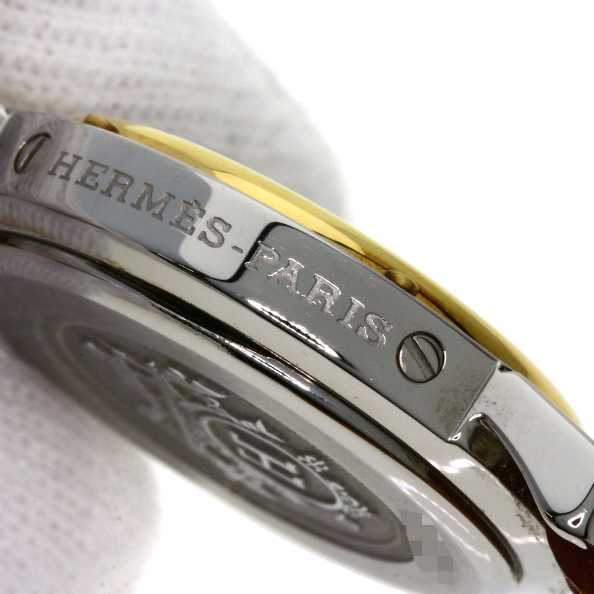 HERMES Watches Quartz CL4.220 Stainless Steel, Leather Silver Clipper white dial Women Used