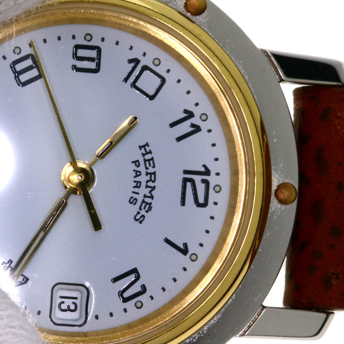 HERMES Watches Quartz CL4.220 Stainless Steel, Leather Silver Clipper white dial Women Used