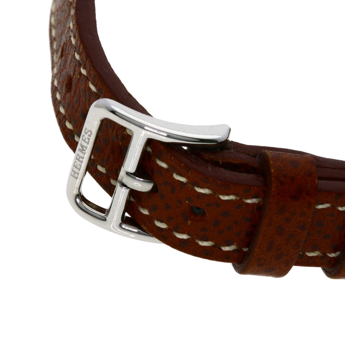 HERMES Watches Quartz CL4.220 Stainless Steel, Leather Silver Clipper white dial Women Used