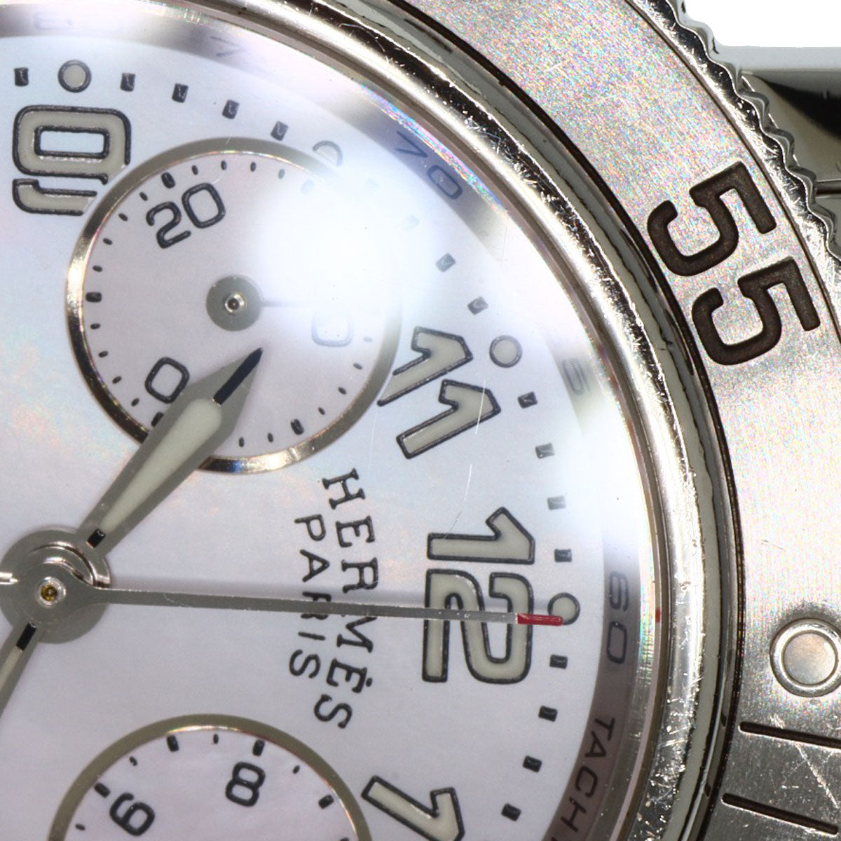 HERMES Watches Quartz CL2.310 Stainless Steel , Stainless Steel Silver Clipper Diver Chronograph New Buckle Pink shell dial mens Used
