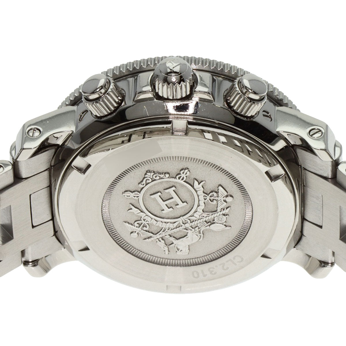 HERMES Watches Quartz CL2.310 Stainless Steel , Stainless Steel Silver Clipper Diver Chronograph New Buckle Pink shell dial mens Used
