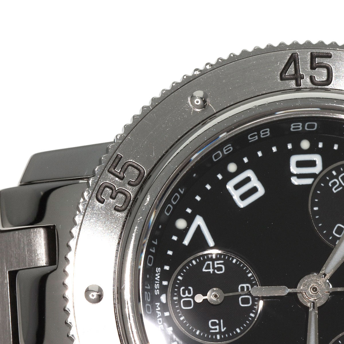 HERMES Watches Quartz CL2.310 Stainless Steel , Stainless Steel Silver Clipper Diver Chronograph black dial Women Used