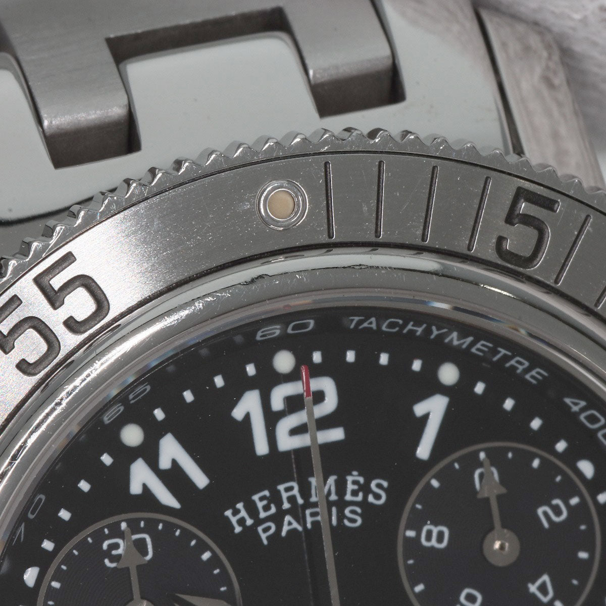 HERMES Watches Quartz CL2.310 Stainless Steel , Stainless Steel Silver Clipper Diver Chronograph black dial Women Used