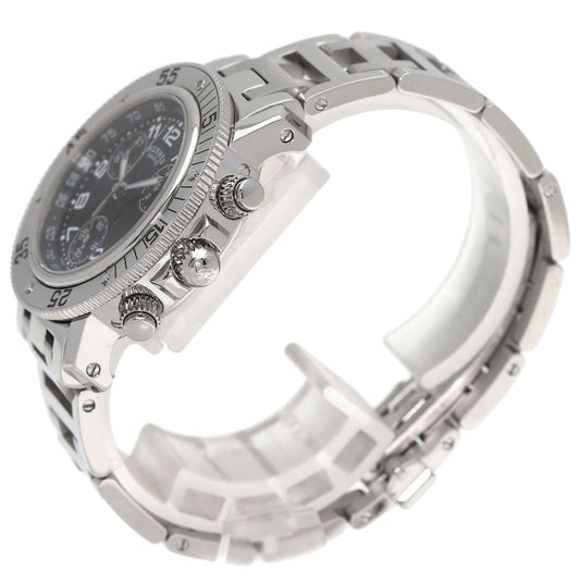 HERMES Watches Quartz CL2.310 Stainless Steel , Stainless Steel Silver Clipper Diver Chronograph black dial Women Used