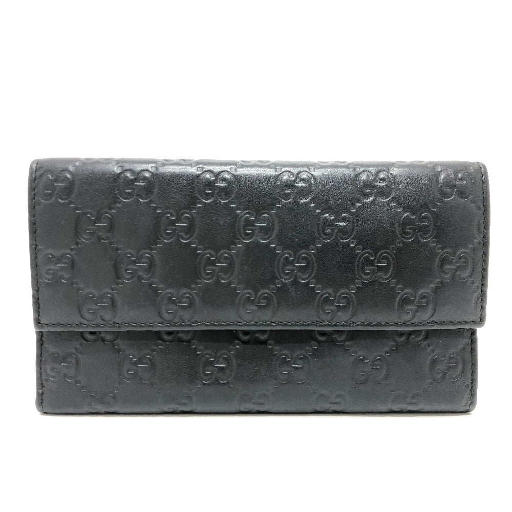 GUCCI Trifold wallet 257303 leather black Sima line GG Women Used
