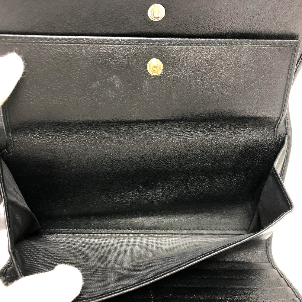 GUCCI Trifold wallet 257303 leather black Sima line GG Women Used