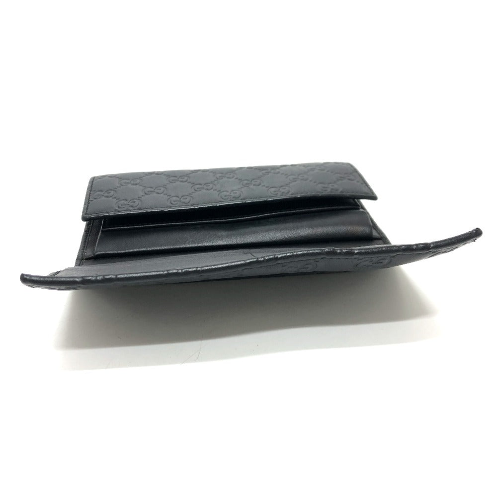 GUCCI Trifold wallet 257303 leather black Sima line GG Women Used