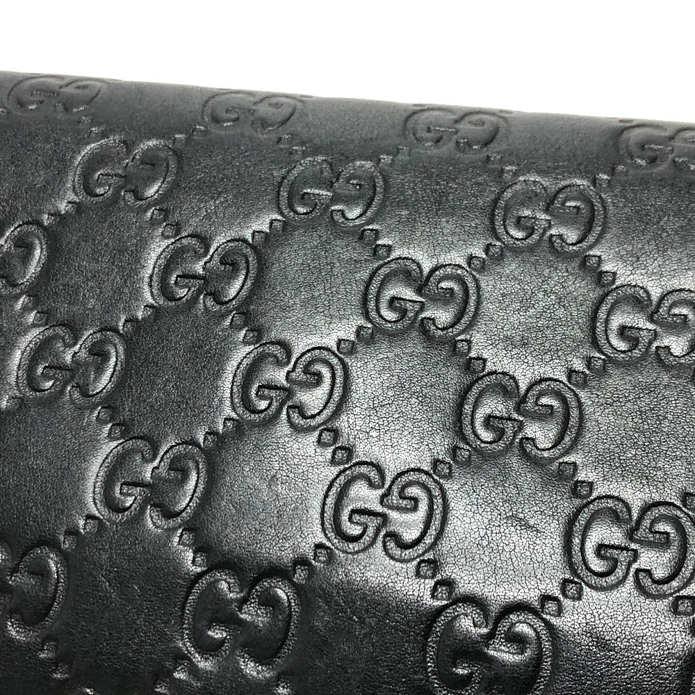 GUCCI Trifold wallet 257303 leather black Sima line GG Women Used