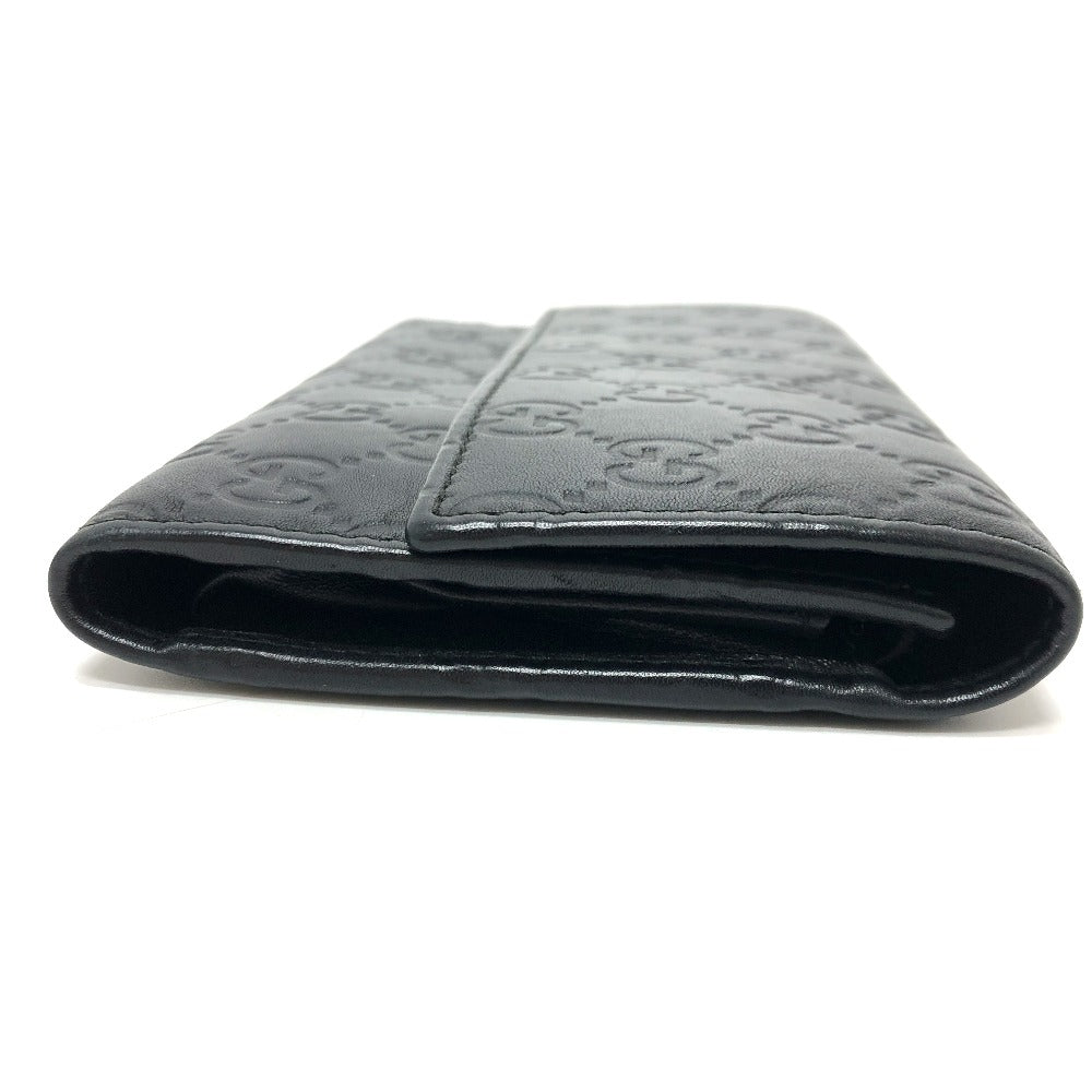 GUCCI Trifold wallet 257303 leather black Sima line GG Women Used