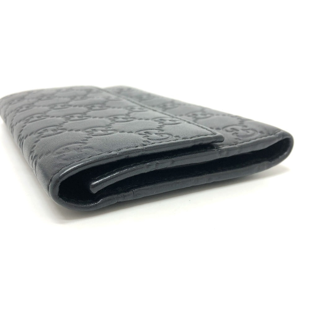 GUCCI Trifold wallet 257303 leather black Sima line GG Women Used