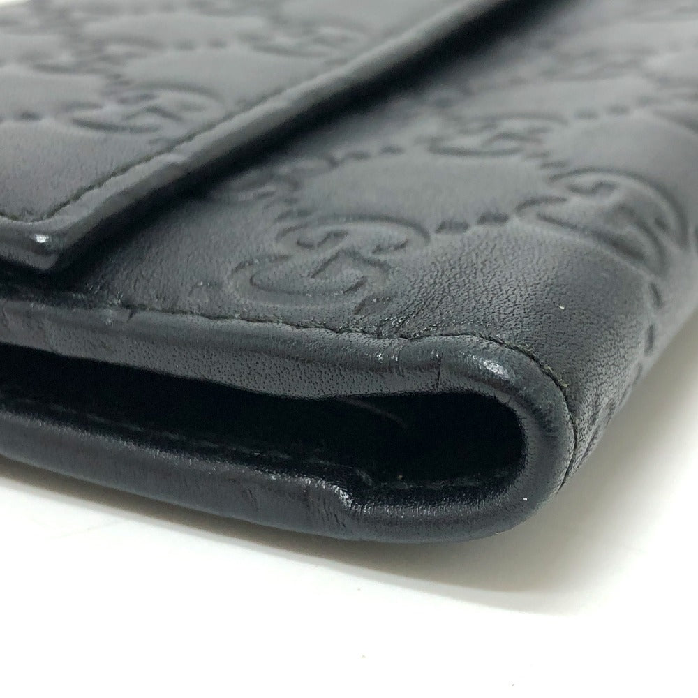 GUCCI Trifold wallet 257303 leather black Sima line GG Women Used