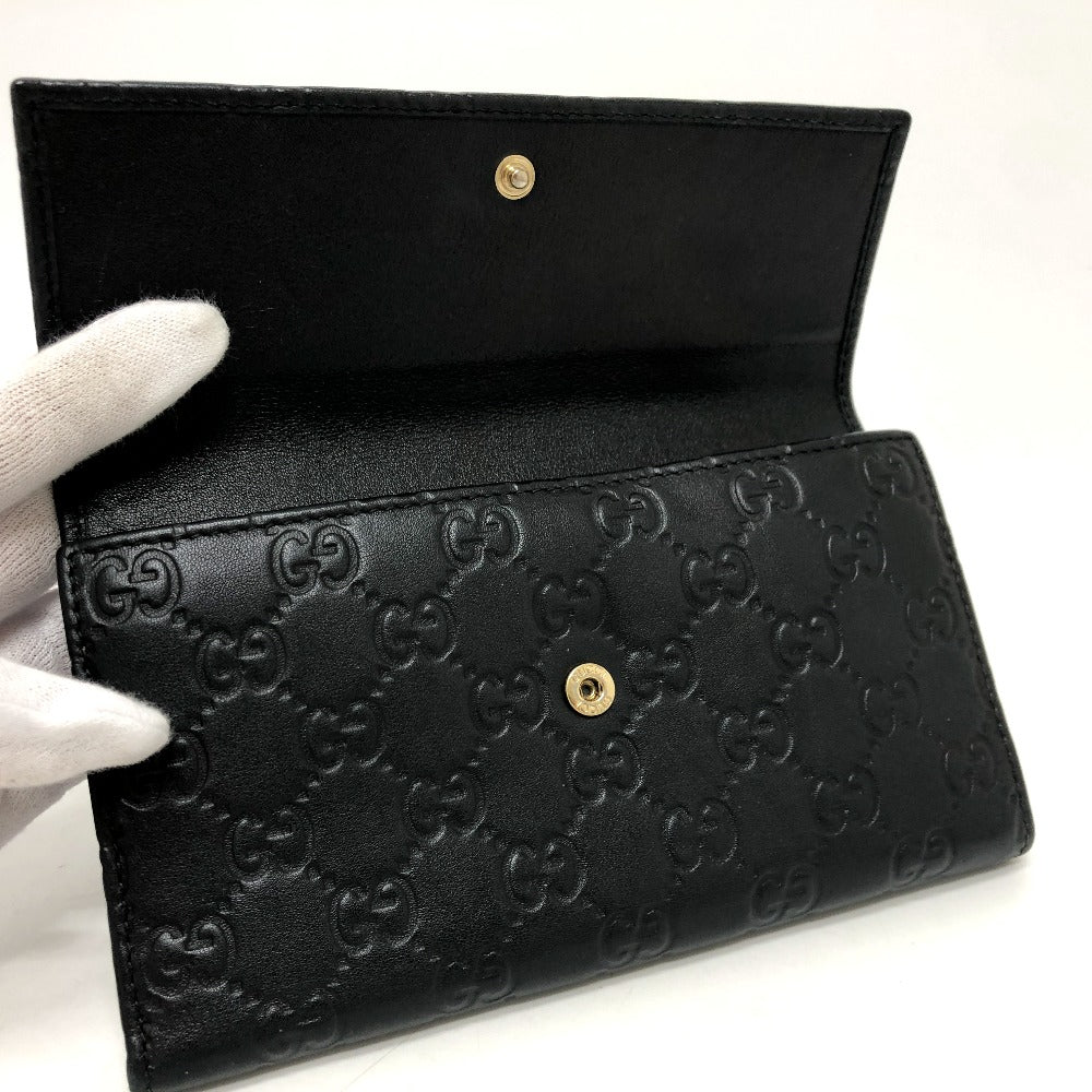 GUCCI Trifold wallet 257303 leather black Sima line GG Women Used