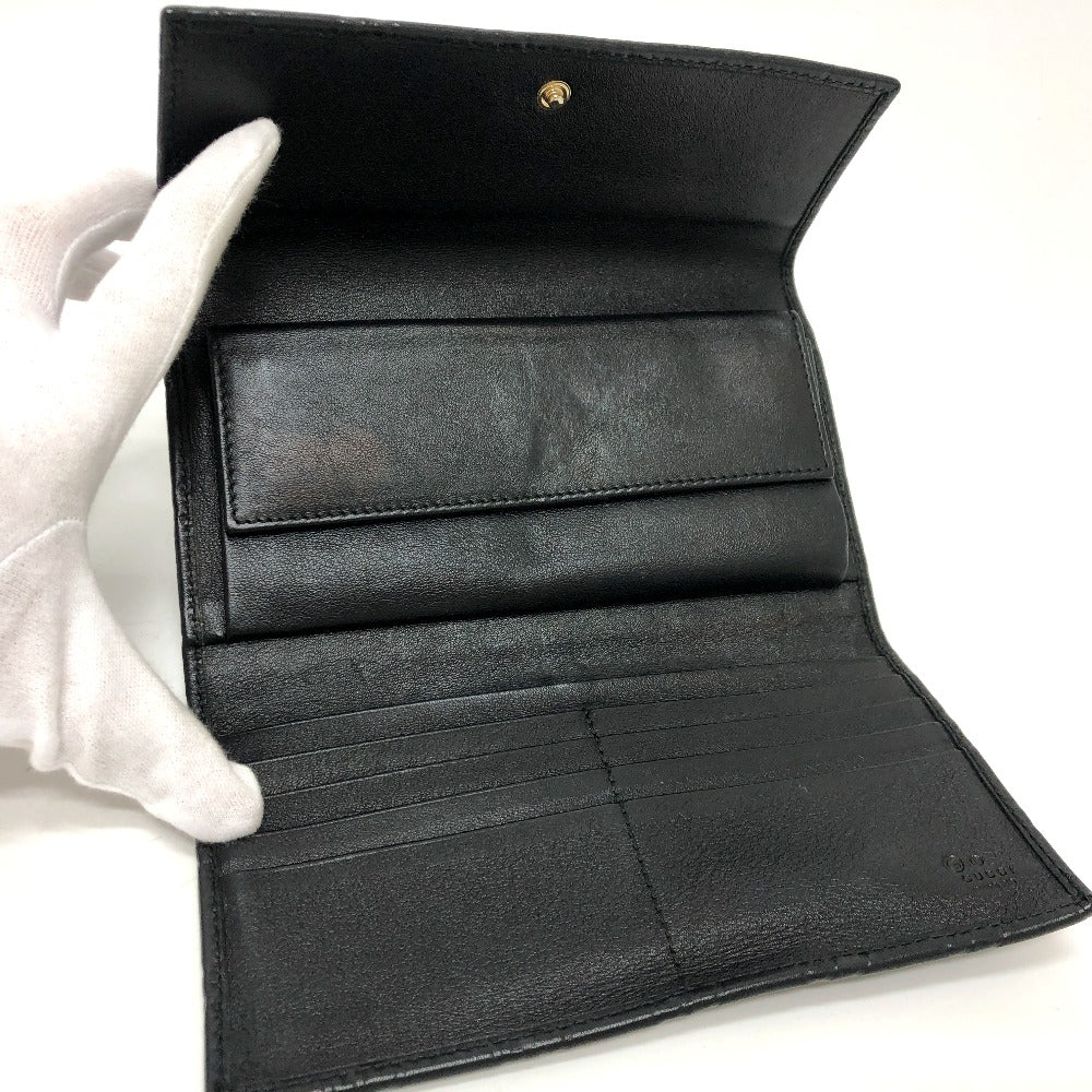 GUCCI Trifold wallet 257303 leather black Sima line GG Women Used