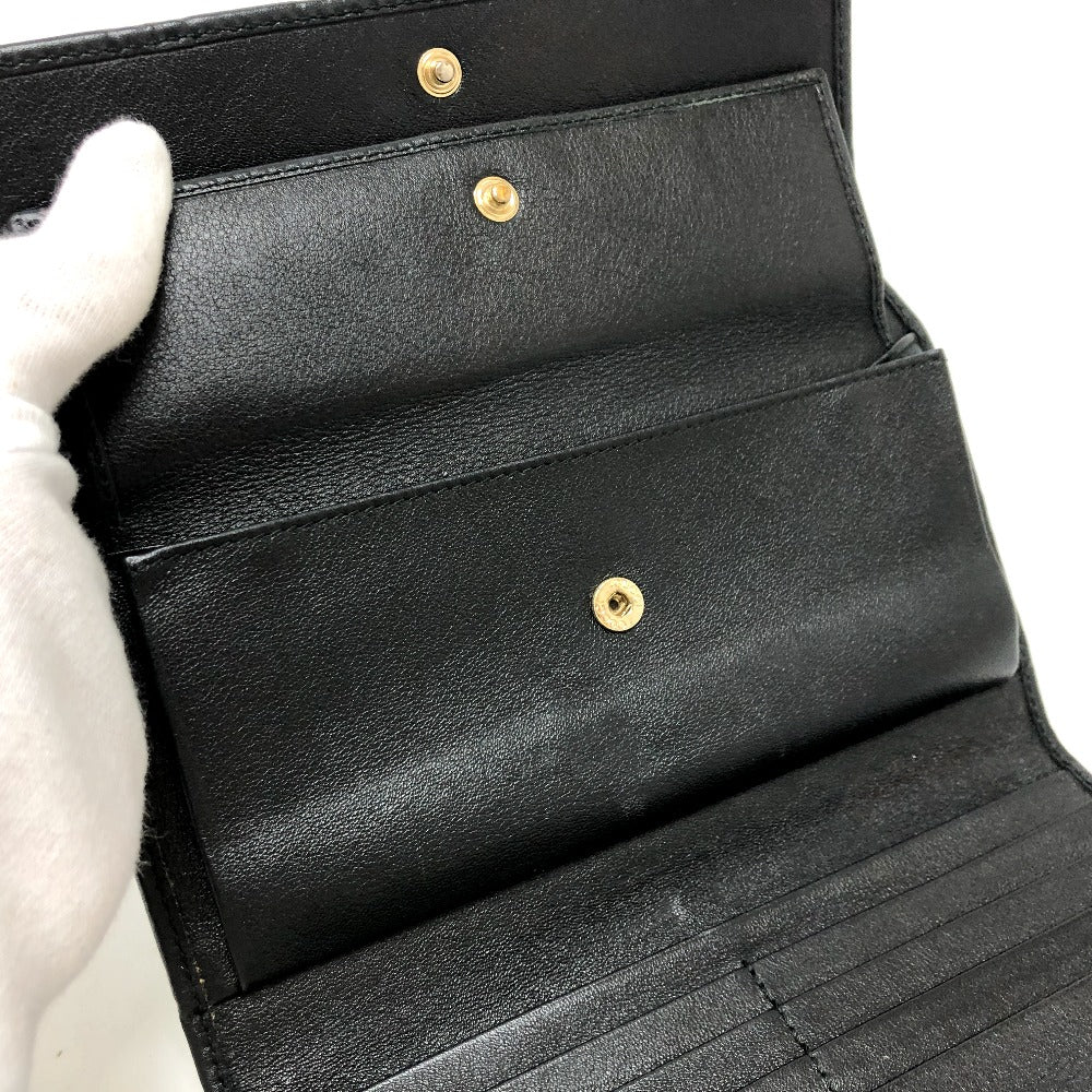 GUCCI Trifold wallet 257303 leather black Sima line GG Women Used
