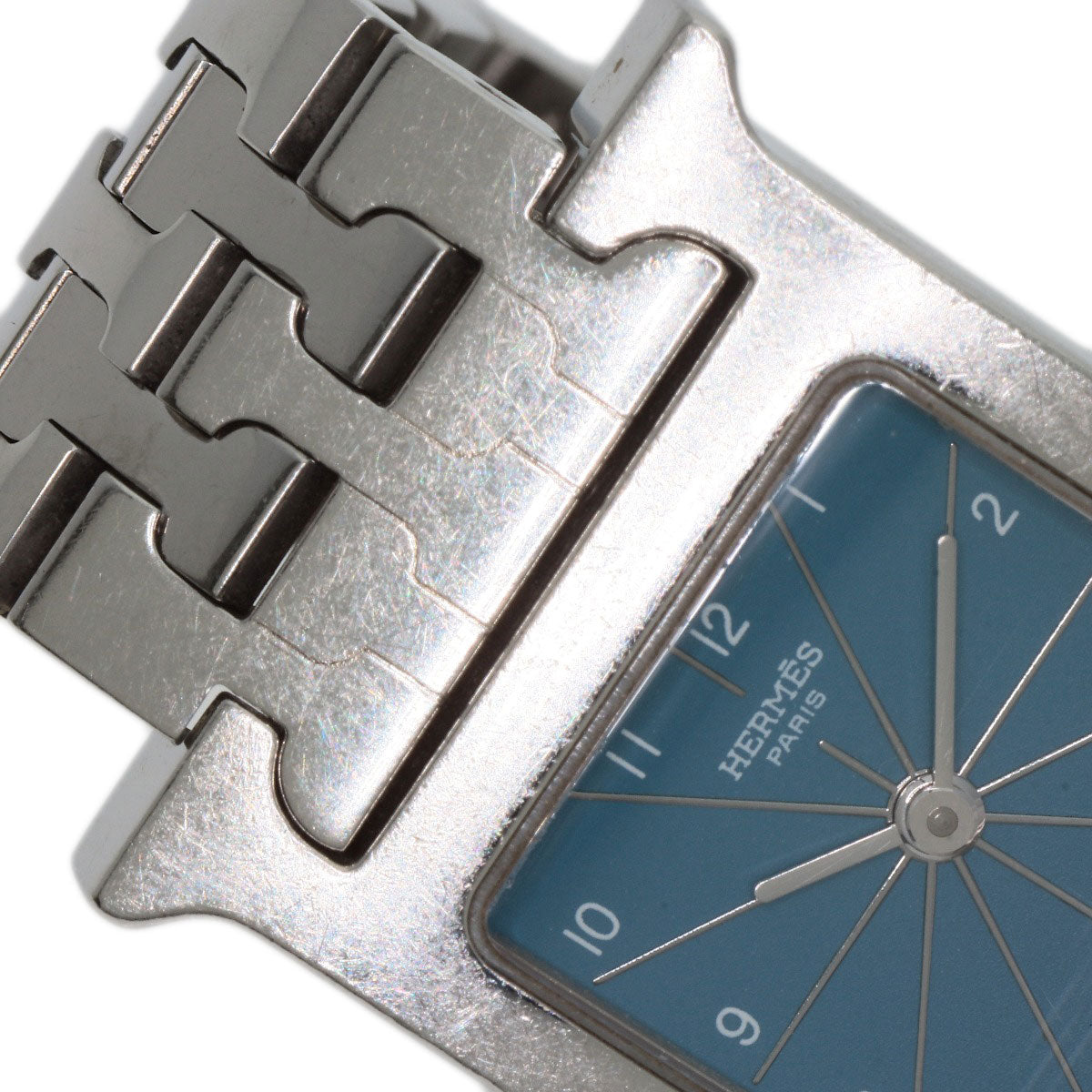 HERMES Watches Quartz HH1.210 Stainless Steel , Stainless Steel Silver H Watch Blue Gene Blue gene dial Women Used