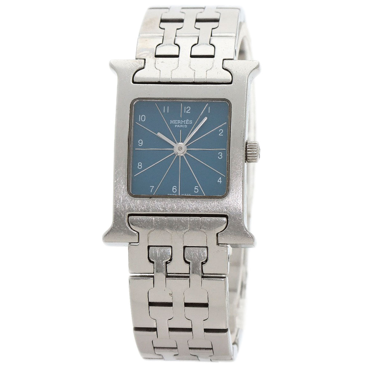 HERMES Watches Quartz HH1.210 Stainless Steel , Stainless Steel Silver H Watch Blue Gene Blue gene dial Women Used