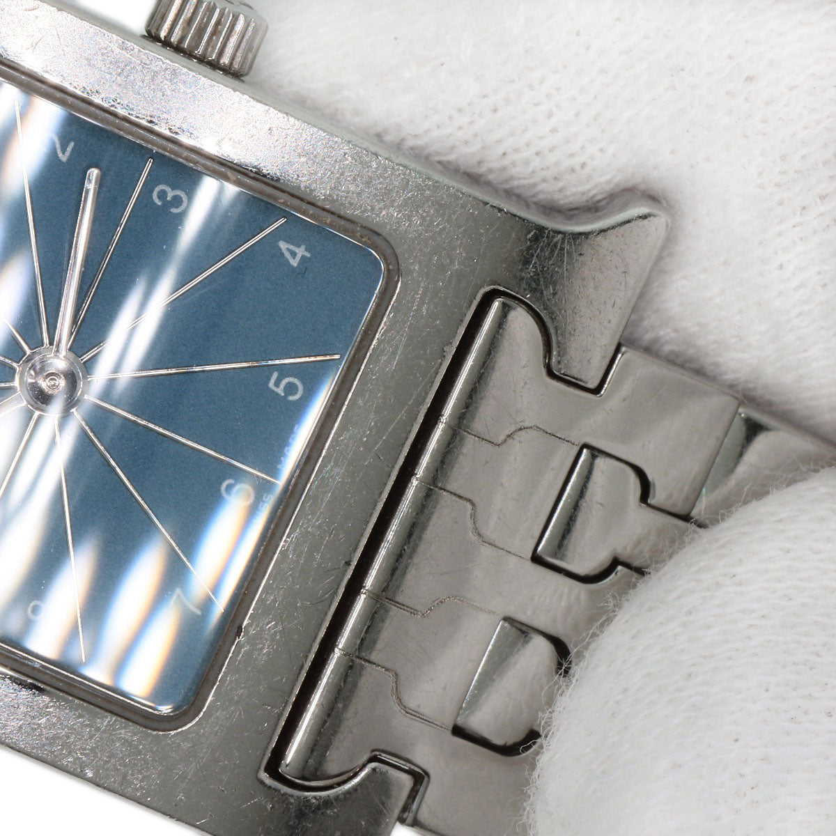 HERMES Watches Quartz HH1.210 Stainless Steel , Stainless Steel Silver H Watch Blue Gene Blue gene dial Women Used