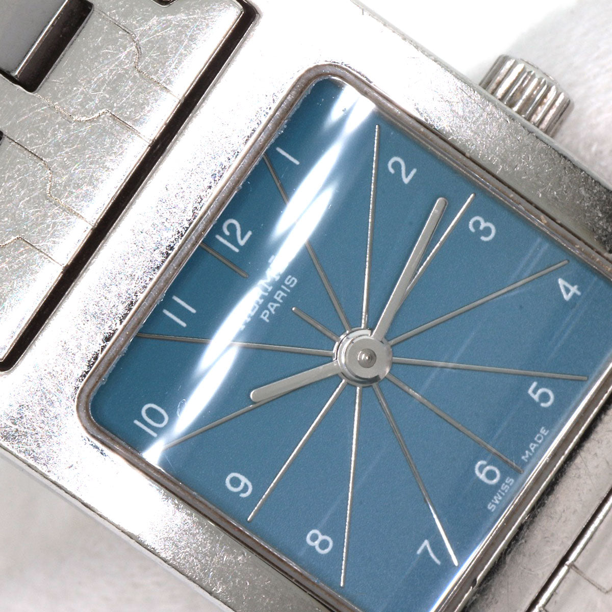 HERMES Watches Quartz HH1.210 Stainless Steel , Stainless Steel Silver H Watch Blue Gene Blue gene dial Women Used