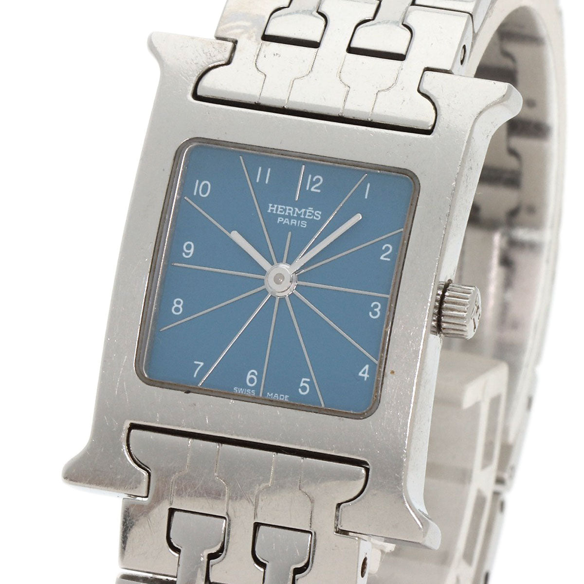 HERMES Watches Quartz HH1.210 Stainless Steel , Stainless Steel Silver H Watch Blue Gene Blue gene dial Women Used