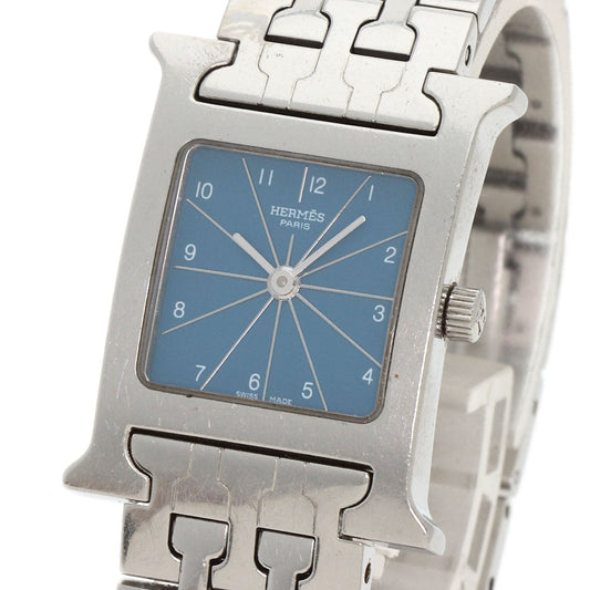HERMES Watches Quartz HH1.210 Stainless Steel , Stainless Steel Silver H Watch Blue Gene Blue gene dial Women Used