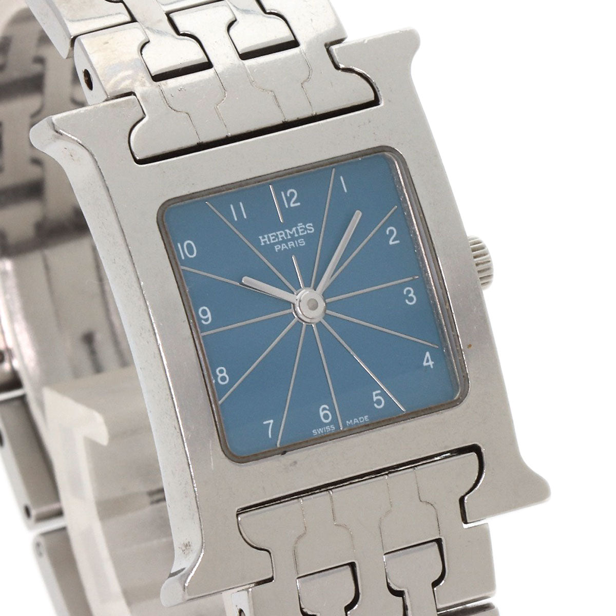 HERMES Watches Quartz HH1.210 Stainless Steel , Stainless Steel Silver H Watch Blue Gene Blue gene dial Women Used