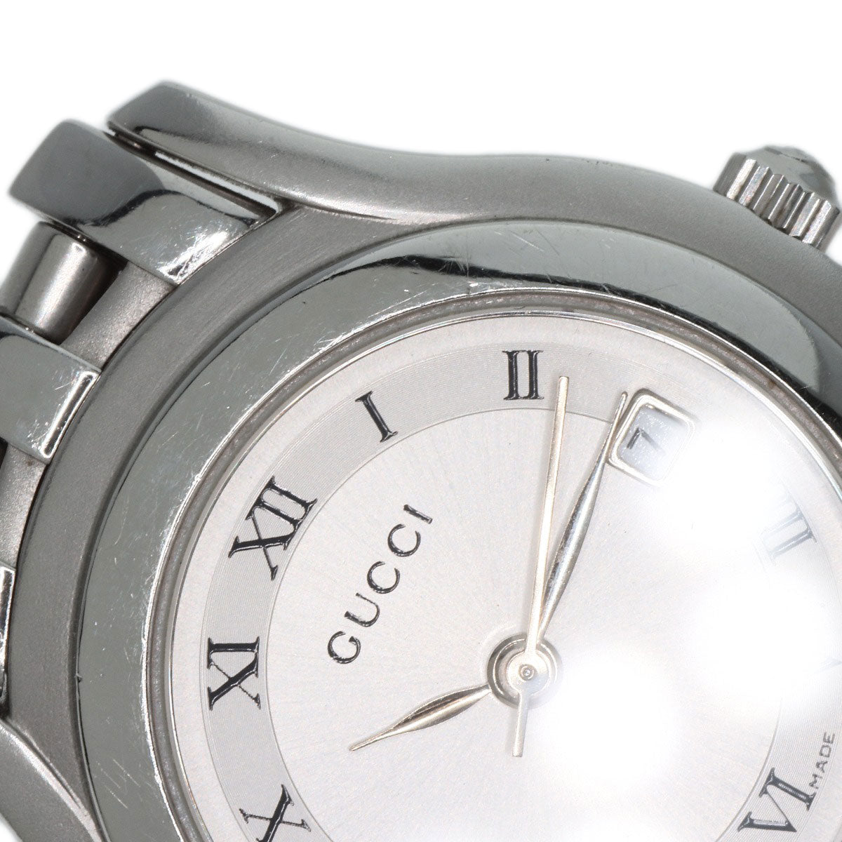 GUCCI Watches Quartz 5500L Stainless Steel , Stainless Steel Silver Round face Silver dial Women Used