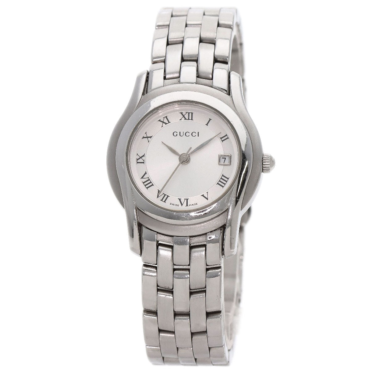 GUCCI Watches Quartz 5500L Stainless Steel , Stainless Steel Silver Round face Silver dial Women Used