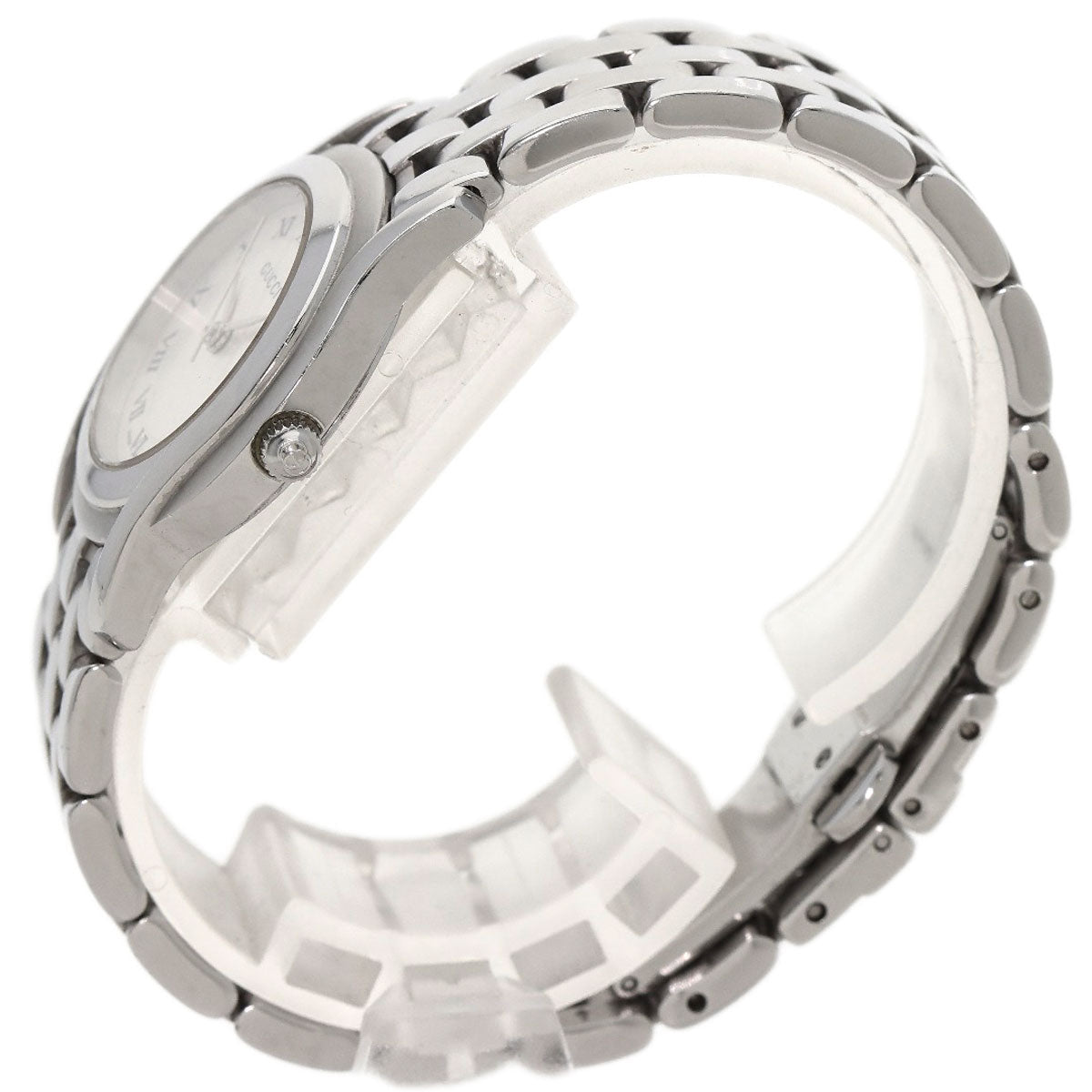 GUCCI Watches Quartz 5500L Stainless Steel , Stainless Steel Silver Round face Silver dial Women Used