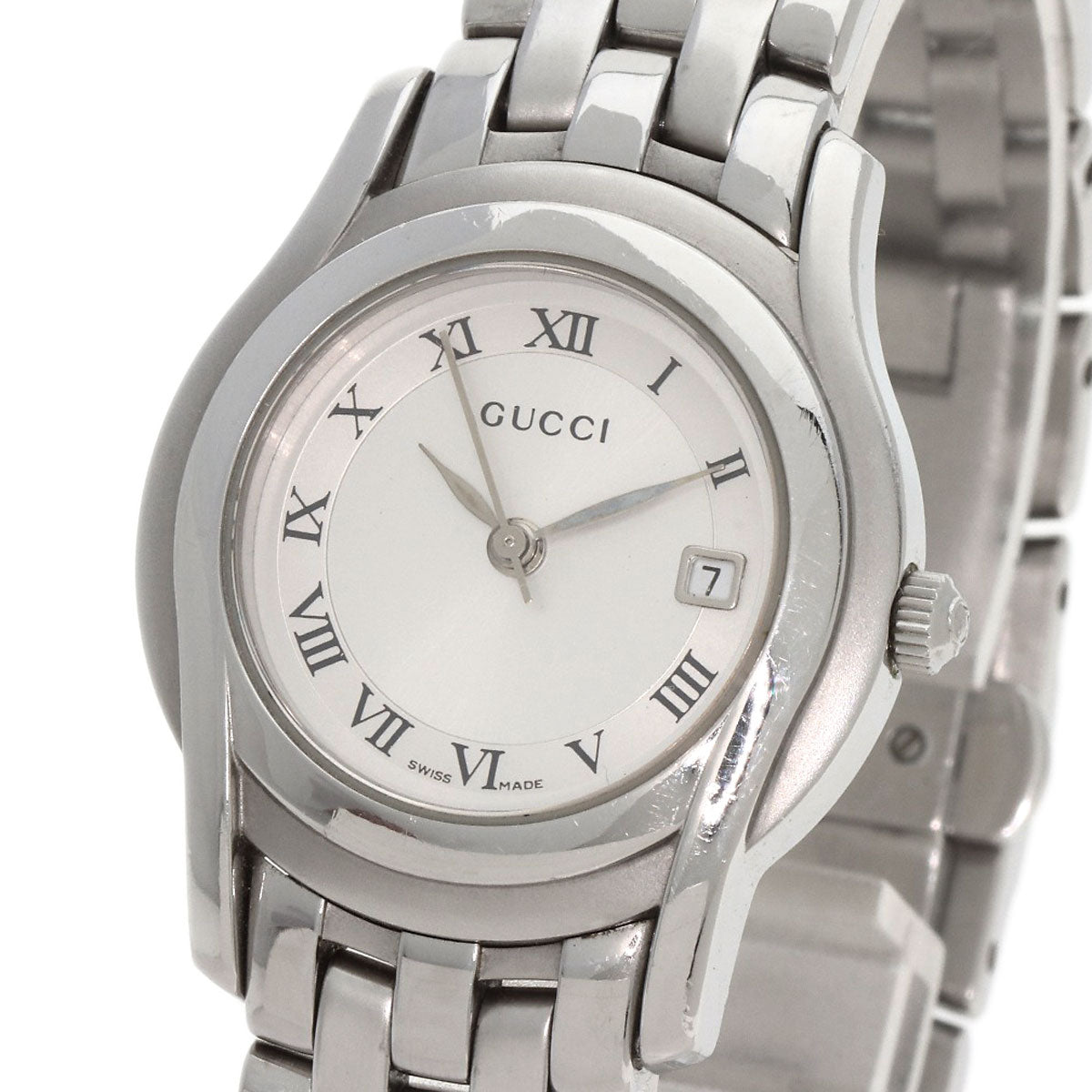 GUCCI Watches Quartz 5500L Stainless Steel , Stainless Steel Silver Round face Silver dial Women Used