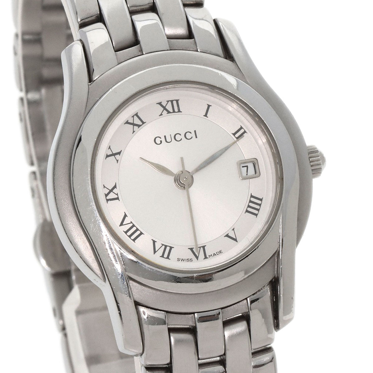 GUCCI Watches Quartz 5500L Stainless Steel , Stainless Steel Silver Round face Silver dial Women Used