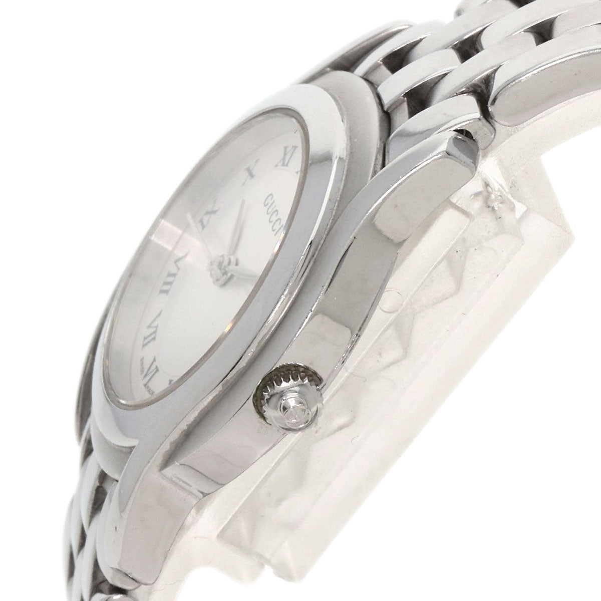 GUCCI Watches Quartz 5500L Stainless Steel , Stainless Steel Silver Round face Silver dial Women Used