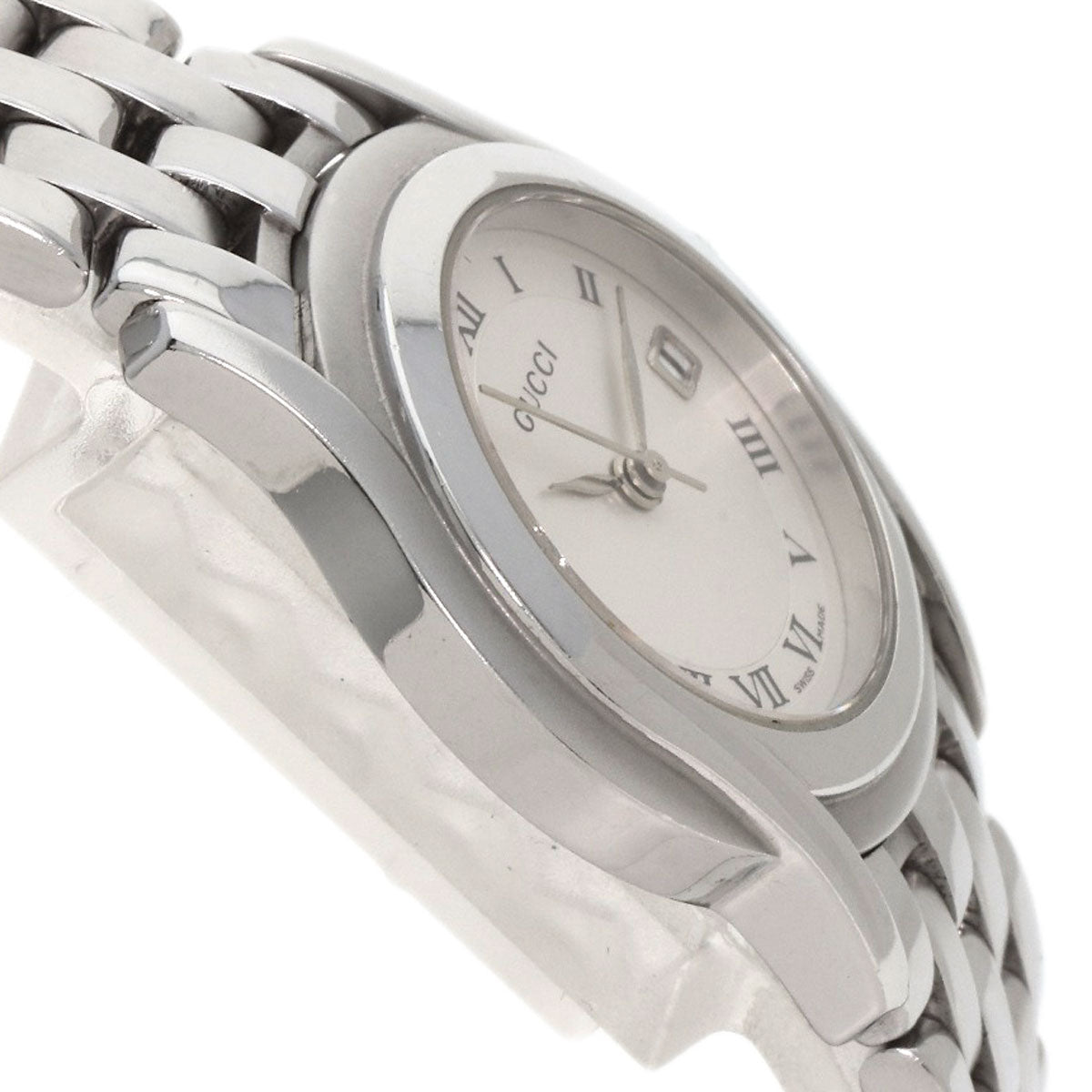 GUCCI Watches Quartz 5500L Stainless Steel , Stainless Steel Silver Round face Silver dial Women Used