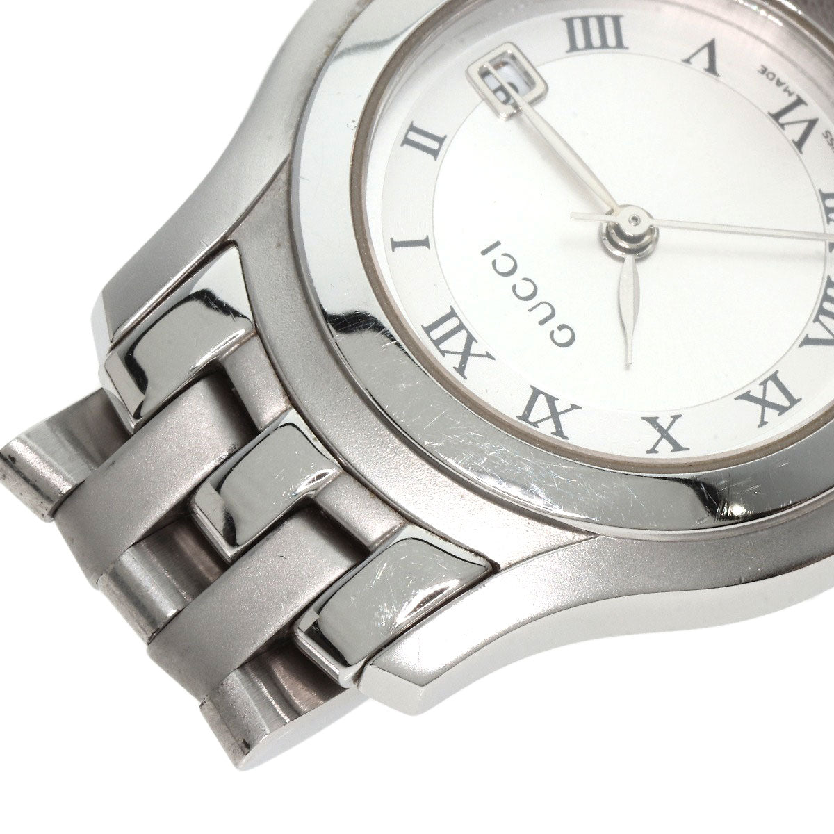 GUCCI Watches Quartz 5500L Stainless Steel , Stainless Steel Silver Round face Silver dial Women Used